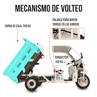 Foto 6 | Foto 6 | Motocarro Eléctrico Bikeon Volt Max Blanco Hasta 45km/h Y 80km Autonomía Carga 750kg