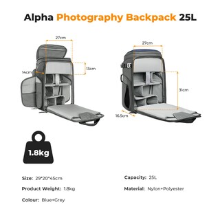 Foto 7 | Foto 7 | Mochila para Cámara K&f Concept Impermeable De 25 Litros Con Funda Para Lluvia - Venta Internacional