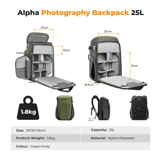 Foto 7 | Foto 7 | Mochila para Cámara K&f Concept Impermeable De 25 Litros Con Protector De Lluvia De 15.6 Pulgadas - Venta Internacional