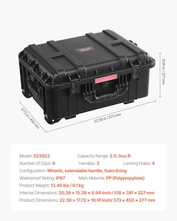 Foto 7 | Foto 7 | Funda Rígida Resistente A La Intemperie Vevor Con Ruedas Y Asas (57 X 45 X 28 Cm) - Venta Internacional.