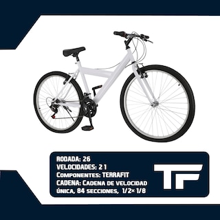 Foto 8 | Foto 8 | Bicicleta de Montaña Terrafit Ecoride color Blanco R26 Acero Inoxidable 21V