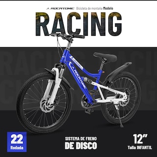 Foto 2 | Foto 2 | Bicicleta Racing Rocatomic Rodada 22 Cuadro 12” Doble Suspensión Bicicleta de Montaña Azul