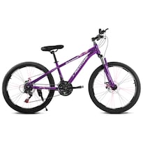 Bicicleta Ranger Rocatomic Rodada 24 21 Velocidades Frenos Disco Mecánico Cuadro 13” Suspensión Delantera Morada