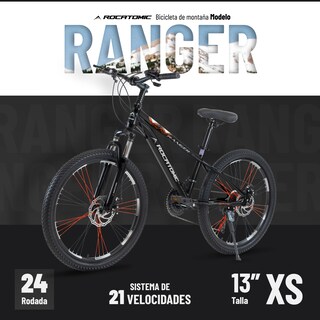 Foto 2 | Foto 2 | Bicicleta Ranger Rocatomic Rodada 24 21 Velocidades Frenos Disco Mecánico Cuadro 13” Suspensión Delantera Negra