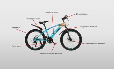 Foto 2 | Foto 2 | Bicicleta De Montaña 21 Vel. Suspencion Frenos De Disco R-24 Rosa