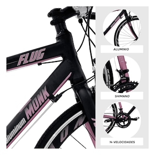 Foto 3 | Foto 3 | Bicicleta De Ruta Monk Flug Rodada 700 Negro Rosa