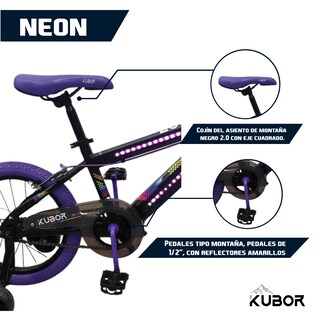 Foto 3 | Foto 3 | Bicicleta Infantil de Montaña Neón Rodada 16 Kubor Púrpura