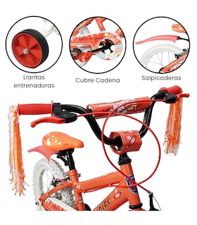 Foto 2 | Foto 2 | Bicicleta R16 Llantas Aire y Entrenamiento Rainbow Naranja para Niñas