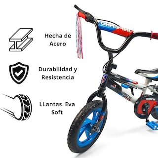Foto 2 | Foto 2 | Bicicleta Infantil Niños R12 Ruedas Auxiliares Goma Unibike - Inferno