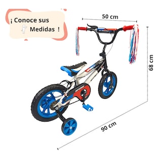 Foto 5 | Foto 6 | Bicicleta Infantil Niños R12 Ruedas Auxiliares Goma Unibike - Inferno