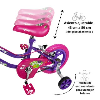 Foto 3 | Foto 3 | Bicicleta Infantil Niñas R12 Ruedas Auxiliares Goma Unibike - Spring