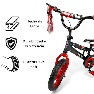 Foto 2 | Foto 2 | Bicicleta Infantil Niños R12 Ruedas Auxiliares Goma Unibike - Rojo