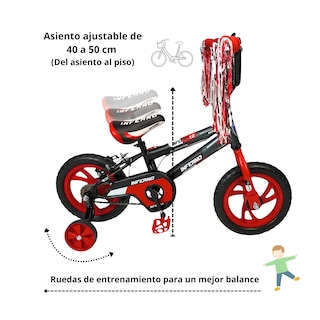 Foto 3 | Foto 3 | Bicicleta Infantil Niños R12 Ruedas Auxiliares Goma Unibike - Rojo