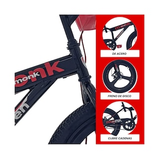 Foto 3 | Foto 3 | Bicicleta Infantil Monk Bitten Rodada 20 Negro Rojo