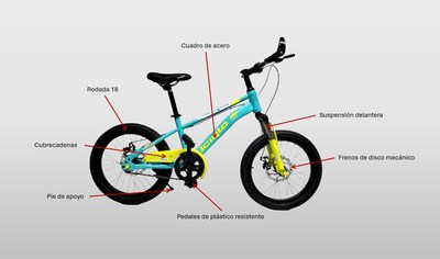 Foto 5 | Foto 5 | Bicicleta Infantil Deportiva Niños R-18 Freno Disco Trasero