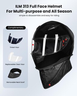 Foto 2 | Foto 2 | Casco De Moto Ilm Integral Con Bufanda De Invierno Dot - Venta Internacional.