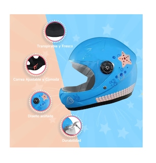 Foto 5 | Foto 5 | Casco Infantil Para Moto Bici Scooter Ajustable Color Azul Estrella