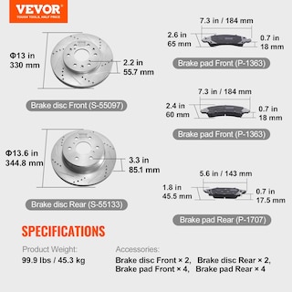 Foto 7 | Foto 7 | Kit De Frenos Vevor Delantero Y Trasero Para Chevy Silverado Gmc Sierra - Venta Internacional.