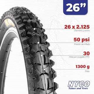Foto 2 | Foto 2 | Llanta Para Bicicleta 26x2.125 Negro Hy018 Nyco