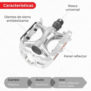 Foto 3 | Foto 3 | Pedal de Montaña para Bicicleta Genérico Lu-965 9/16 Aluminio color Plata