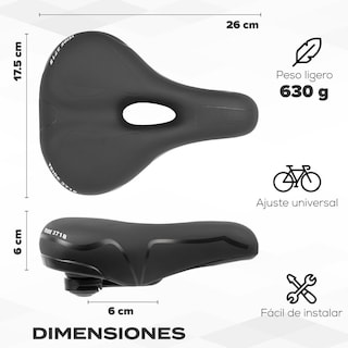 Foto 2 | Foto 2 | Asiento Para Bicicleta 260 X 175mm Ancho Antiprostatico Negro Tl-2101 Teide