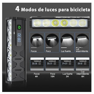 Foto 3 | Foto 3 | Luz De Bicicleta Superbrillante De 8000 Lúmenes Y 5000 Mah Eo Safe Imports Esi-18689 Negro