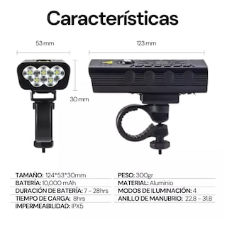 Foto 3 | Foto 3 | Lampara Para Bicicleta Luz Recargable Eo Safe Imports Esi-13744 Negro
