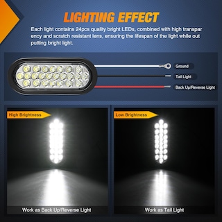 Foto 3 | Foto 3 | Luz Trasera Para Remolque Nilight, 6 Pulgadas, Ovalada, 24 Led, Blanca, 4 Unidades, 12 V - Venta Internacional.
