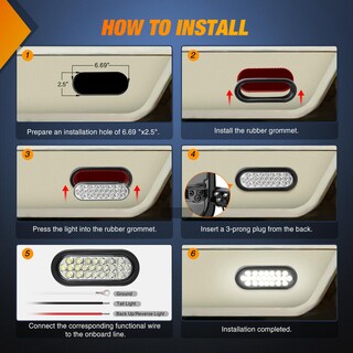 Foto 5 | Foto 5 | Luz Trasera Para Remolque Nilight, 6 Pulgadas, Ovalada, 24 Led, Blanca, 4 Unidades, 12 V - Venta Internacional.