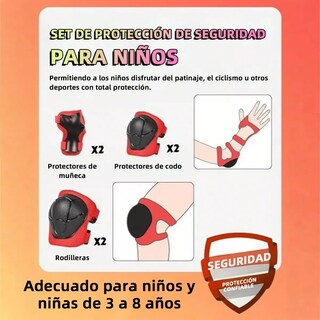 Foto 2 | Foto 2 | Kit De Protección Rodilla Codo Bicicleta Patinaje Niño, 7pcs Eo Safe Imports Esi-19249 Rojo