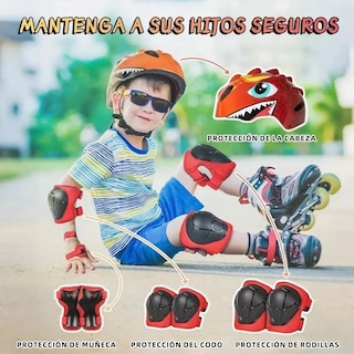 Foto 3 | Foto 3 | Kit De Protección Rodilla Codo Bicicleta Patinaje Niño, 7pcs Eo Safe Imports Esi-19249 Rojo