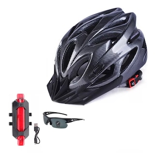 Foto 1 | Foto 1 | Casco De Bicicleta + Luz De Bicicleta Recargable Usb + Gafas Eo Safe Imports Esi-15814 Negro