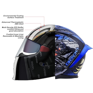 Foto 3 | Foto 3 | Casco De Moto Beon Full Face Glossy Blue Adult S-xl - Venta Internacional.