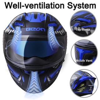 Foto 4 | Foto 4 | Casco De Moto Beon Full Face Glossy Blue Adult S-xl - Venta Internacional.