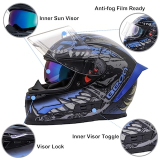 Foto 5 | Foto 5 | Casco De Moto Beon Full Face Glossy Blue Adult S-xl - Venta Internacional.