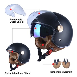 Foto 5 | Foto 5 | Casco De Moto Beon Half 3/4 Face, Estilo Retro Vintage - Venta Internacional.