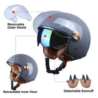 Foto 5 | Foto 5 | Casco De Moto Beon Half 3/4 Face, Estilo Retro Vintage - Venta Internacional.
