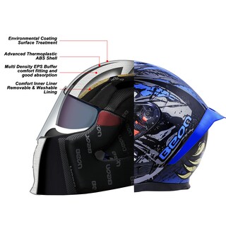 Foto 3 | Foto 3 | Casco De Moto Beon Full Face Glossy Blue Adult Xl - Venta Internacional.
