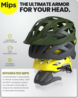 Foto 2 | Foto 2 | Casco De Ciclismo Outdoormaster Mips Para Adultos Recreativo Color Verde Palma - Venta Internacional.