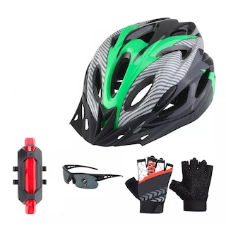 Foto 1 | Foto 1 | Set De Casco, Luz De Bicicleta, Gafas Y Guantes 4pzs Eo Safe Imports Esi-15817 Verde