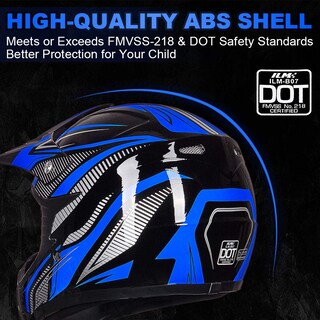 Foto 3 | Foto 3 | Casco Ilm Youth Kids Atv Motocross B07 Azul/plateado Dot - Venta Internacional.