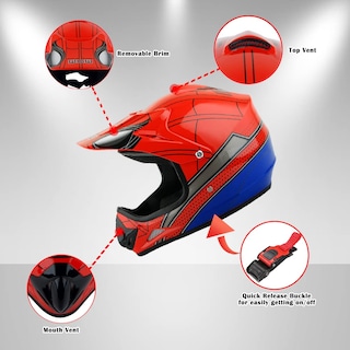 Foto 3 | Foto 3 | Casco De Motocross Wow Youth Spider Red, Gafas Y Guantes - Venta Internacional.