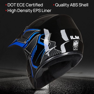 Foto 2 | Foto 2 | Casco De Moto De Cross Ilm Bld-818 Para Jóvenes Y Niños, Cara Completa, Azul Dot - Venta Internacional.
