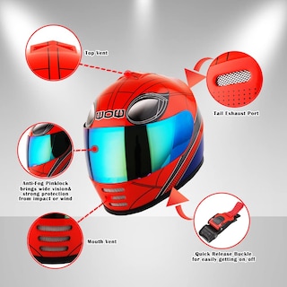 Foto 4 | Foto 4 | Casco De Moto Wow Spider Red Full Face Youth Dot S - Venta Internacional.