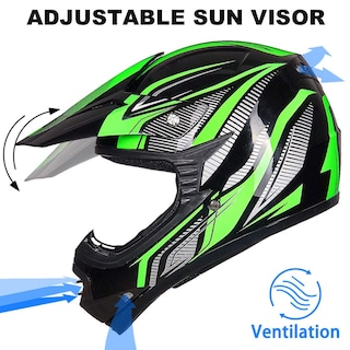 Foto 4 | Foto 4 | Casco Ilm Youth Kids Atv Motocross B07 Verde/plateado Dot - Venta Internacional.