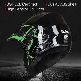Foto 2 | Foto 2 | Casco Integral Para Moto De Cross Ilm Bld-818 Para Jóvenes Y Niños, Color Verde Dot - Venta Internacional.