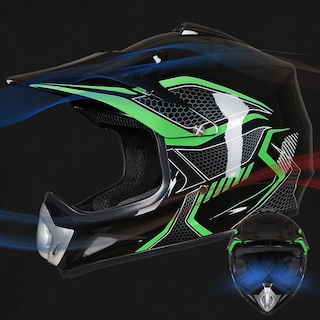 Foto 3 | Foto 3 | Casco Integral Para Moto De Cross Ilm Bld-818 Para Jóvenes Y Niños, Color Verde Dot - Venta Internacional.