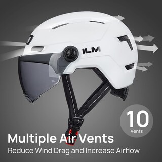 Foto 4 | Foto 4 | Casco De Bicicleta Ilm E3-10l Con Luz Led Recargable Por Usb, Color Blanco - Venta Internacional.
