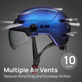 Foto 4 | Foto 4 | Casco De Bicicleta Ilm E3-10l Para Adultos Con Usb Recargable, Azul Claro Y Morado - Venta Internacional.