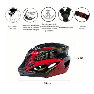Foto 5 | Foto 5 | Casco De Bicicleta+lentes+máscara+luz Trasera+guantes Color Rojo Talla M Lab.g